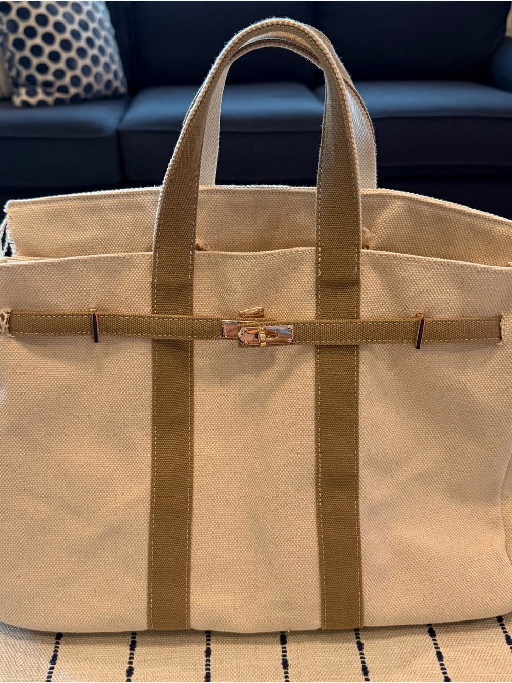 Canvas “Boatkin” with Khaki Straps and Gold Hardware